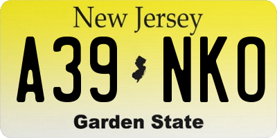 NJ license plate A39NKO