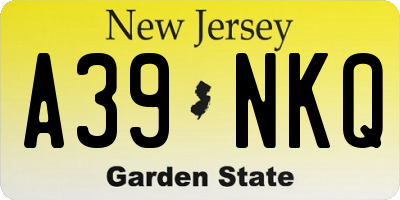 NJ license plate A39NKQ