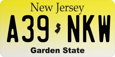 NJ license plate A39NKW