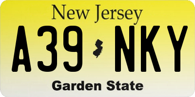 NJ license plate A39NKY