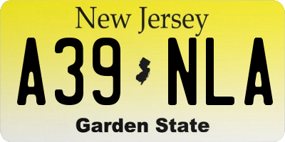 NJ license plate A39NLA