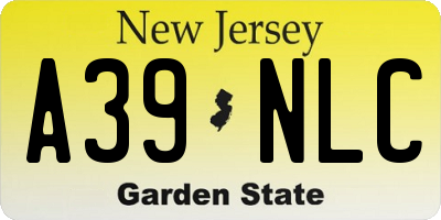 NJ license plate A39NLC