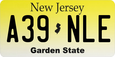 NJ license plate A39NLE