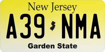 NJ license plate A39NMA