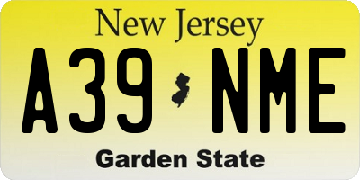 NJ license plate A39NME
