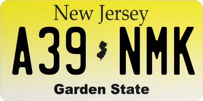 NJ license plate A39NMK