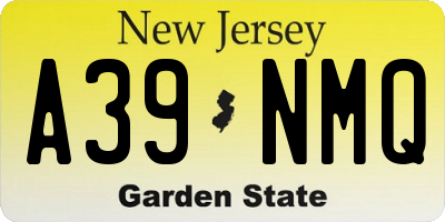 NJ license plate A39NMQ