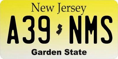 NJ license plate A39NMS