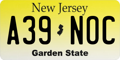 NJ license plate A39NOC