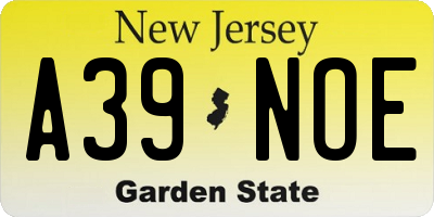 NJ license plate A39NOE
