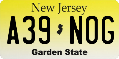 NJ license plate A39NOG