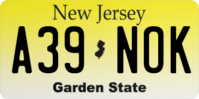 NJ license plate A39NOK