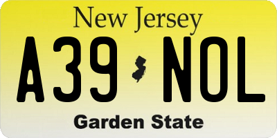 NJ license plate A39NOL