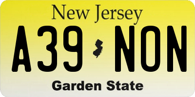NJ license plate A39NON