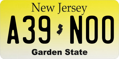 NJ license plate A39NOO