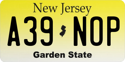 NJ license plate A39NOP