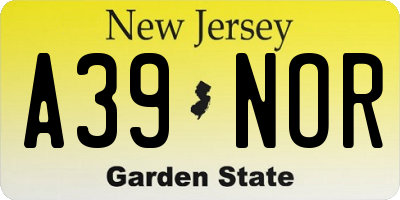 NJ license plate A39NOR