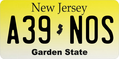 NJ license plate A39NOS