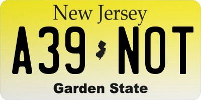 NJ license plate A39NOT