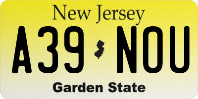 NJ license plate A39NOU