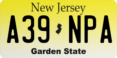 NJ license plate A39NPA