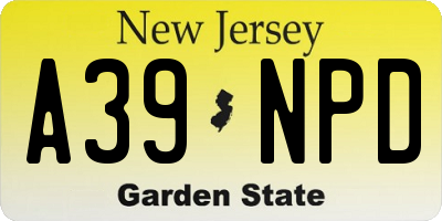NJ license plate A39NPD