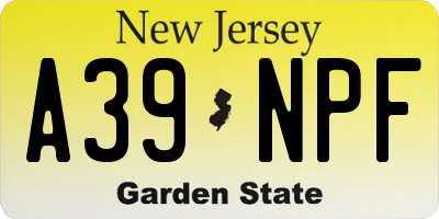 NJ license plate A39NPF