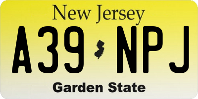 NJ license plate A39NPJ
