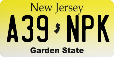 NJ license plate A39NPK