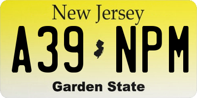 NJ license plate A39NPM