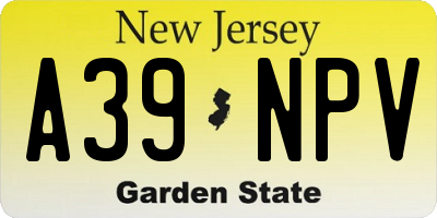 NJ license plate A39NPV