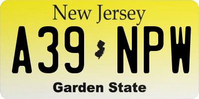NJ license plate A39NPW