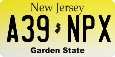 NJ license plate A39NPX