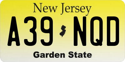 NJ license plate A39NQD