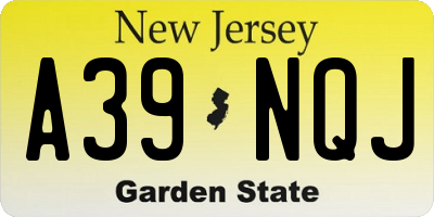 NJ license plate A39NQJ