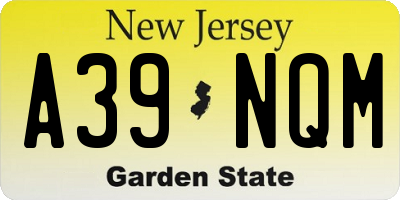 NJ license plate A39NQM