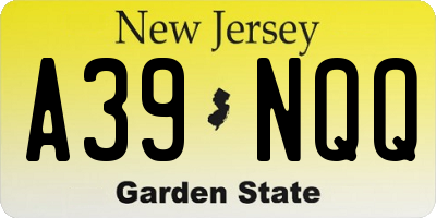 NJ license plate A39NQQ
