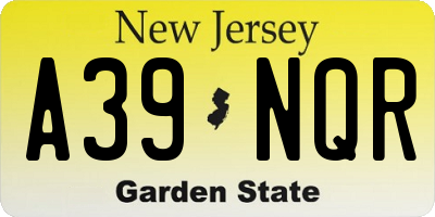 NJ license plate A39NQR
