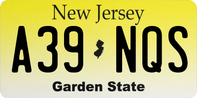 NJ license plate A39NQS