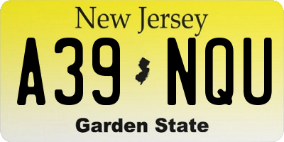 NJ license plate A39NQU