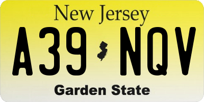 NJ license plate A39NQV