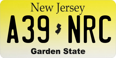 NJ license plate A39NRC