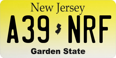 NJ license plate A39NRF