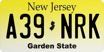 NJ license plate A39NRK