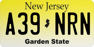 NJ license plate A39NRN