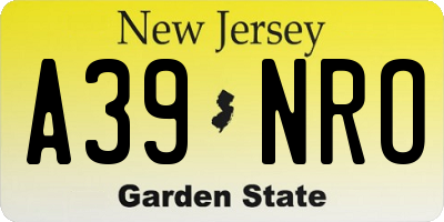 NJ license plate A39NRO