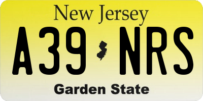 NJ license plate A39NRS