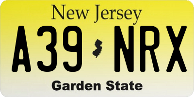 NJ license plate A39NRX