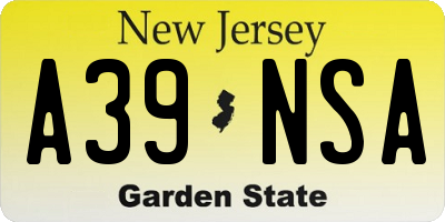 NJ license plate A39NSA