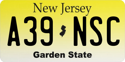 NJ license plate A39NSC